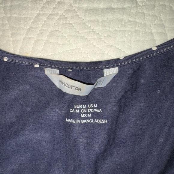 H&M Prima Cotton Navy Polka Dot Tank Top Medium - Picture 3 of 4